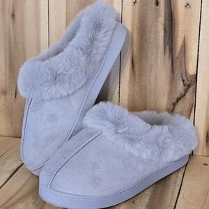 CUDDL DUDS Cuddle Womens  L 9 10 Gray Microsuede Comfort Clop Slippers NEW $40